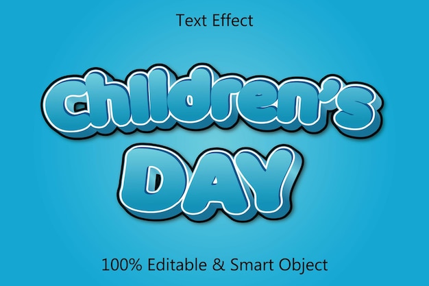 Children Day Text Effect 3 dimension Emboss Cartoon Style