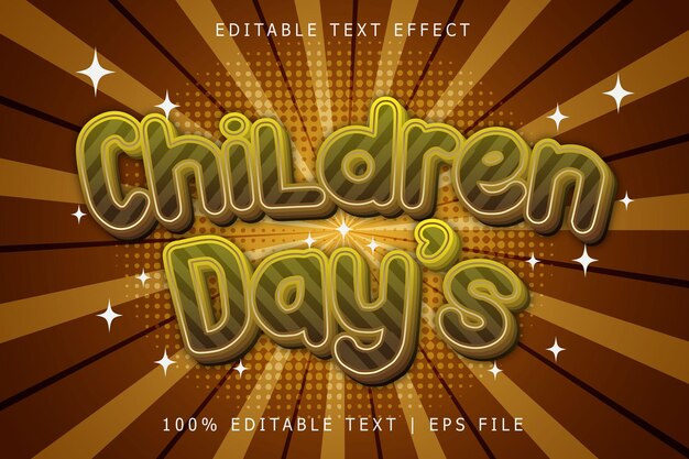 Children Days Editable Text Effect 3 Dimension Emboss Modern Style