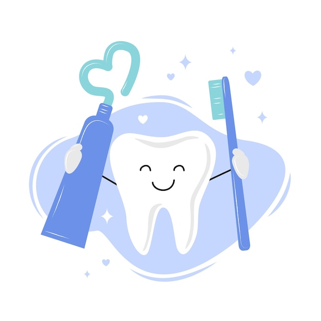 Vector children dental health month. teeth care icon. oral dental hygiene