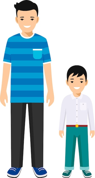 Children of Different Ages Standing Together in Diverse Clothes in Flat Style Vector Illustration