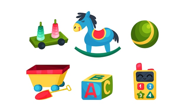 Vector children educational toy vector set learning abc concept