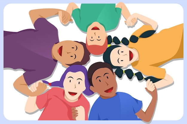 Vector children enjoy being together regardless of their skin color flat illustration