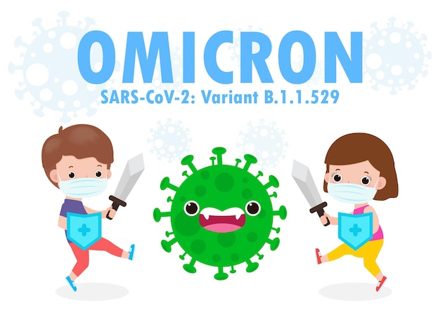 I bambini combattono con omicron 21 covid variante b11529 varianti coronavirus