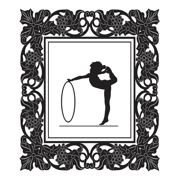 Children girl dancing with old frame handmade art silhouette