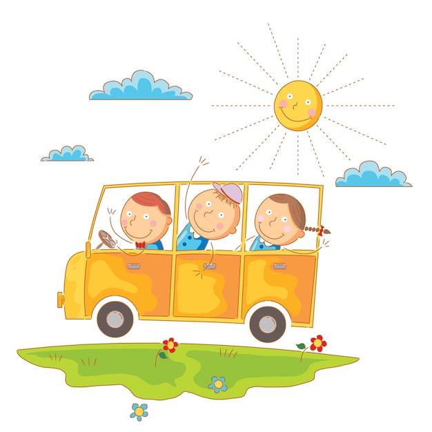 I bambini vanno a scuola in autobus