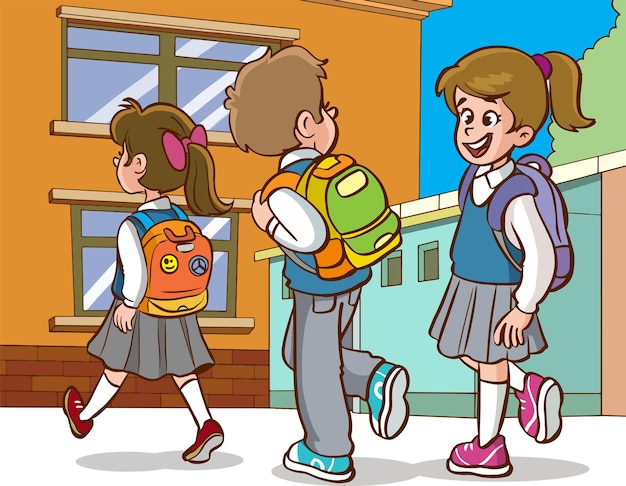 children going to school vector illustration