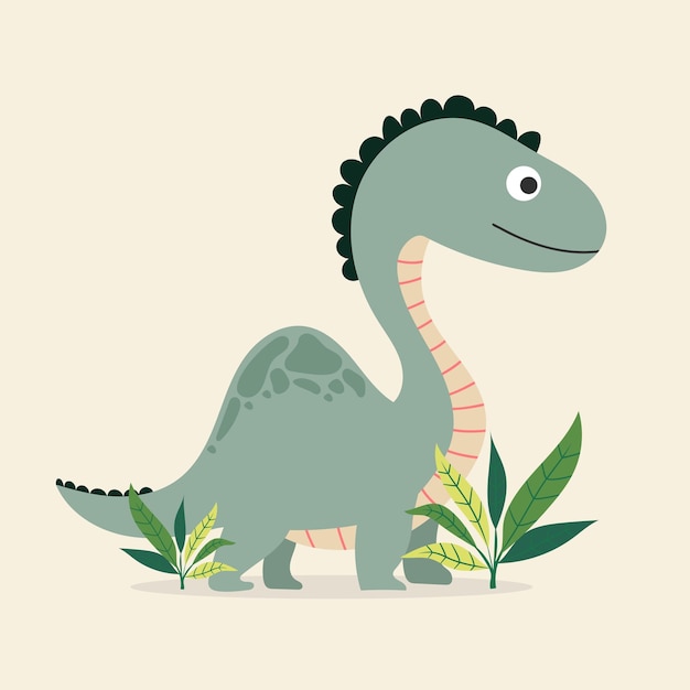 children green cartoon dinosaur illustration on beige isolated background