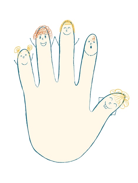 아이들은 쾌활한 얼굴로 페인트를 칠합니다 Children39s Day Cartoon doodle