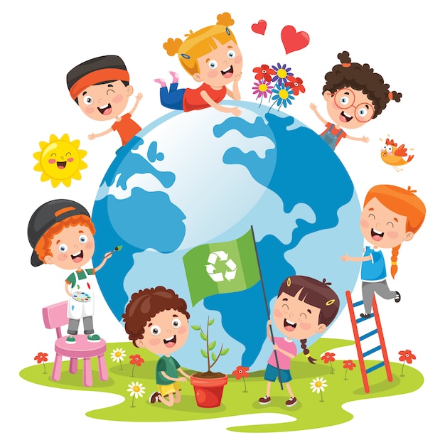 Children Having Fun With Earth