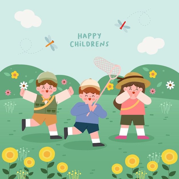 Children illustration illustration for educational activities with friends