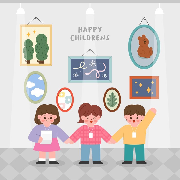 Vector 子供のイラスト - 友達との教育活動のためのイラスト