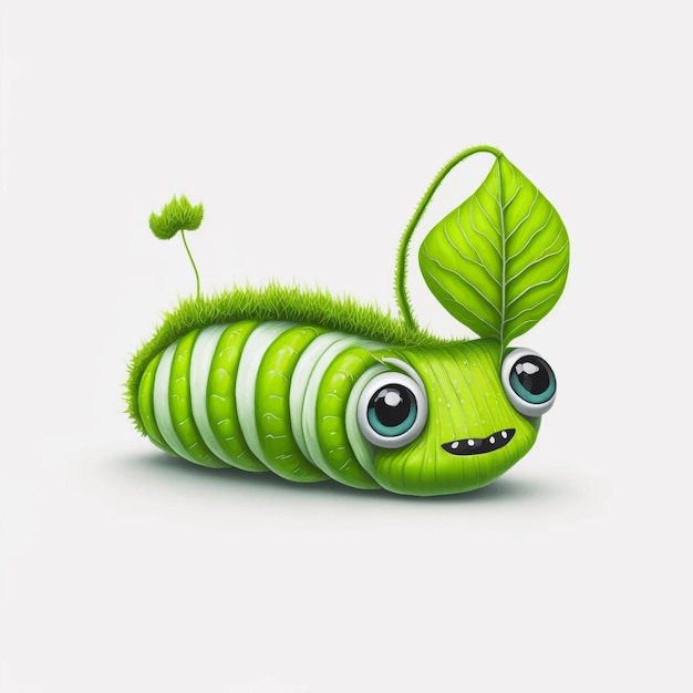 Children illustration realistic caterpillar white background