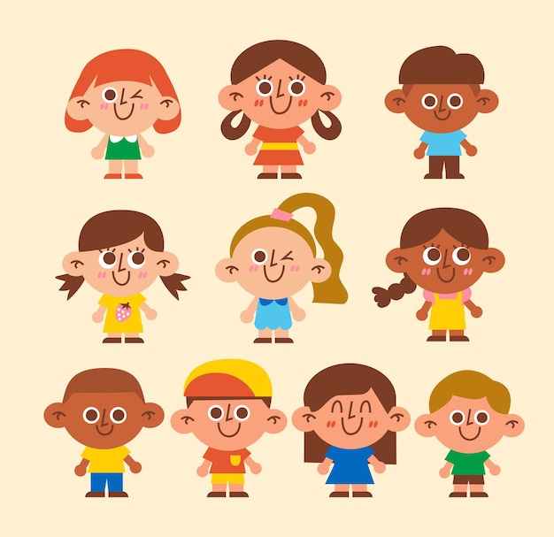 Vector children kids character sticker clipart illustration