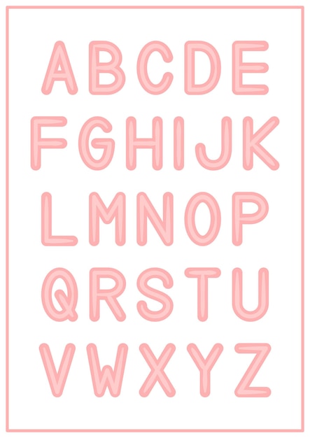 Дети изучают печатный алфавит в верхнем регистре розового цвета