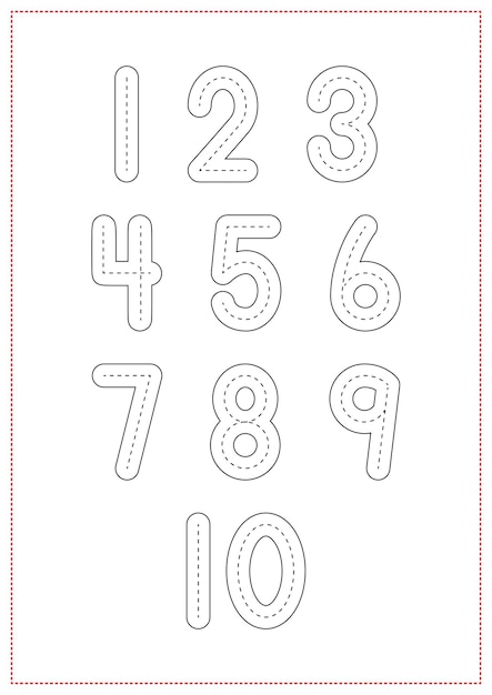 Children learning printable numbers tracing