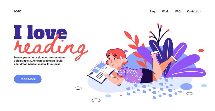 Vector children library or courses banner with reading girl sketch vector illustration