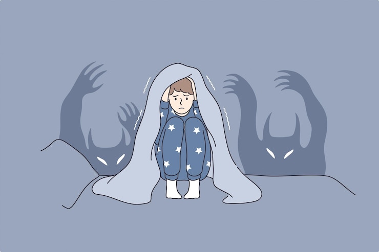 Vector children nightmares and fears concept