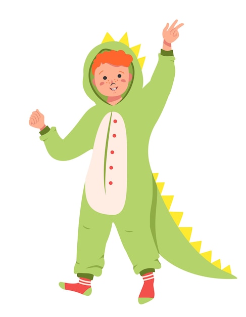 Vector children pajama party. set of kids wearing jumpsuits or kigurumi of different animals isolated on white background. carnival costumes. flat cartoon vector illustration.