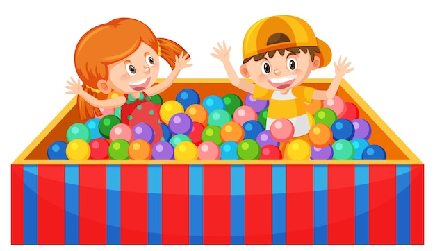 Vector children playing in the ball pit