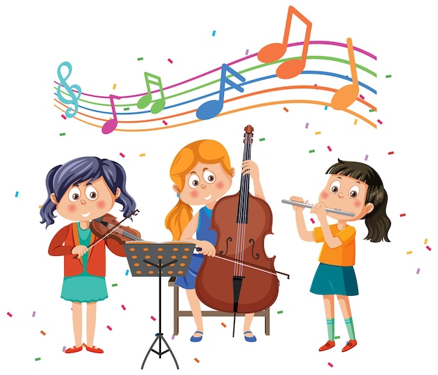 Children playing musical instrument