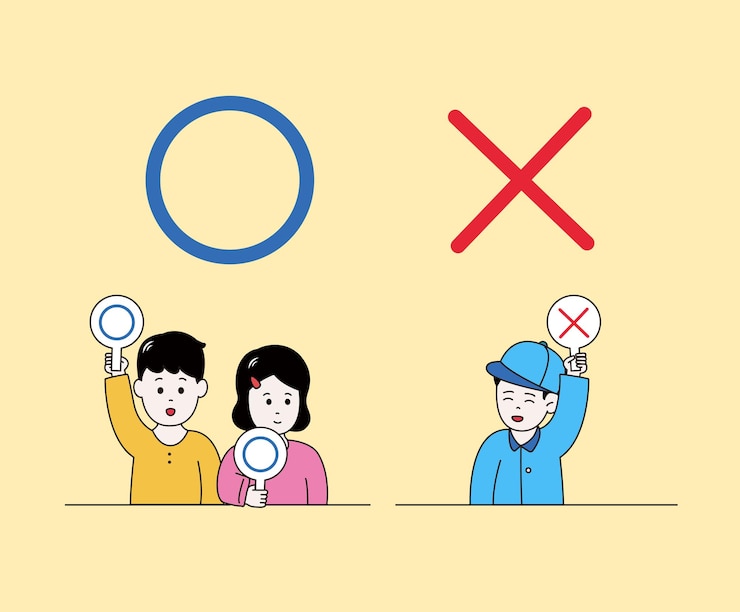 Vector 어린이 ox 퀴즈 그림 세트 true false 게임 질문 어린이 벡터 드로잉 손으로 그린