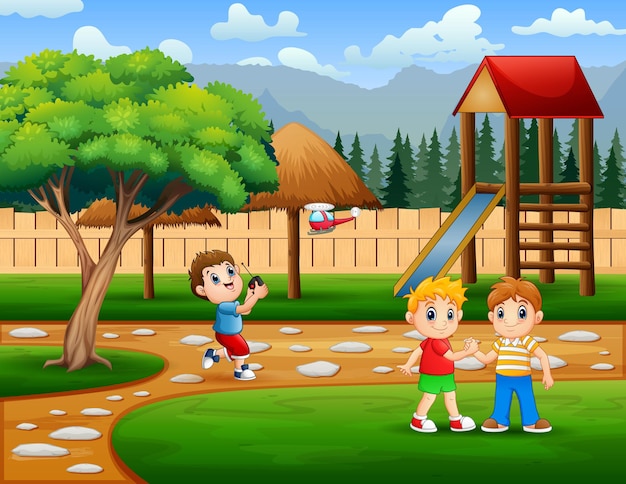 Children playing in the park illustration