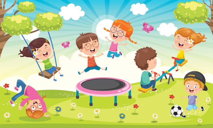 Vector children playing in the park