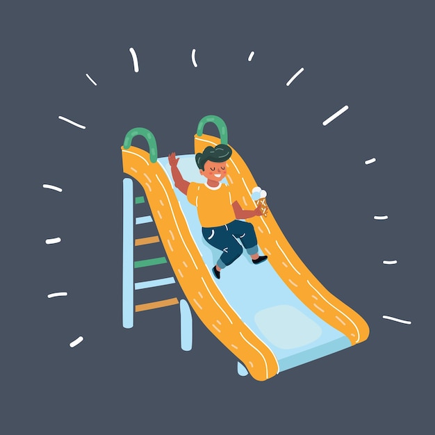 Vector children playing on slide