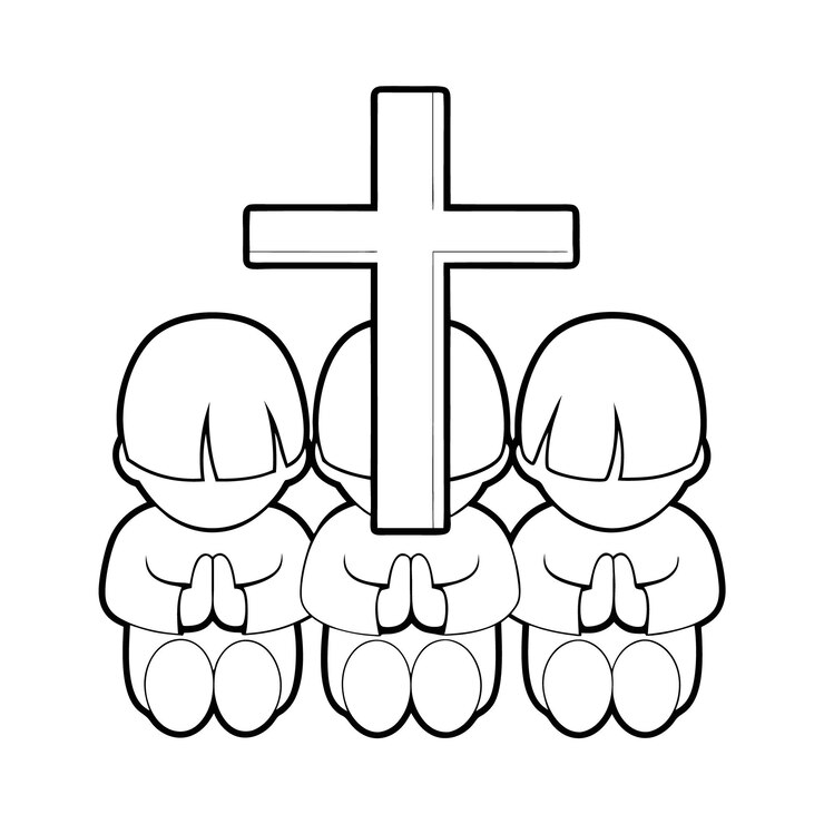 Vector 十字架 を 持っ て 祈る 子供 たち