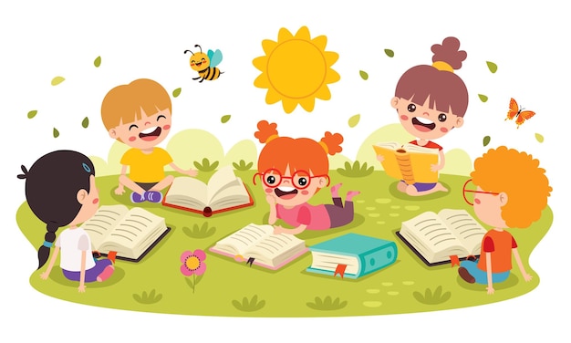 Libro di lettura dei bambini alla natura