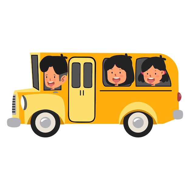 Children Riding On School Bus vector