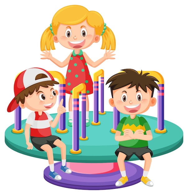 Vector children roundabout playground cartoon