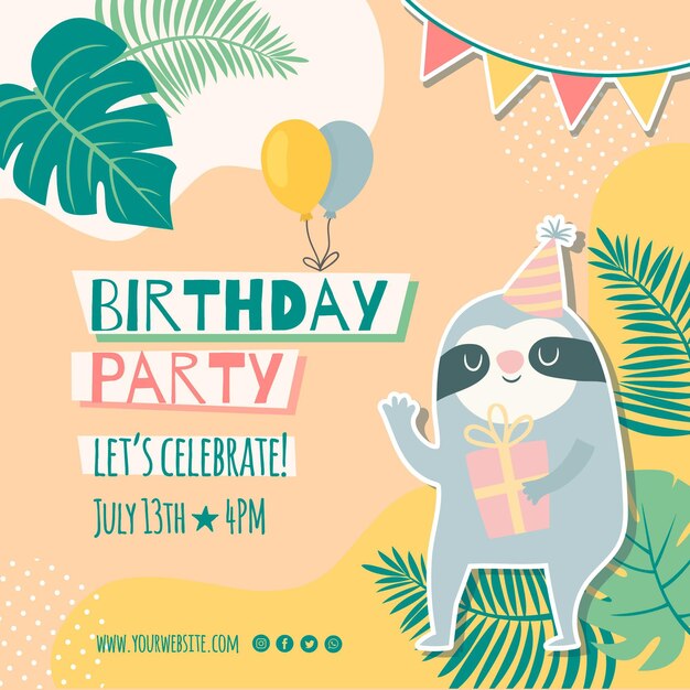 Children's birthday flyer square