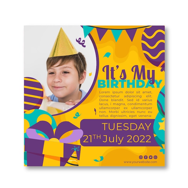 Vector children's birthday flyer template