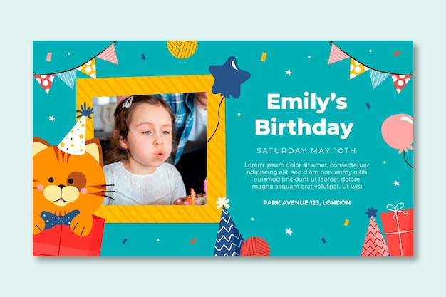 Children's birthday horizontal banner template