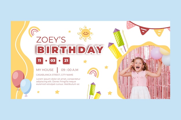 Banner orizzontale di compleanno per bambini