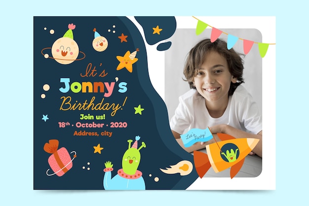 Vector children's birthday invitation template