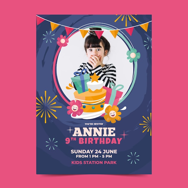 children's birthday invitation with photo