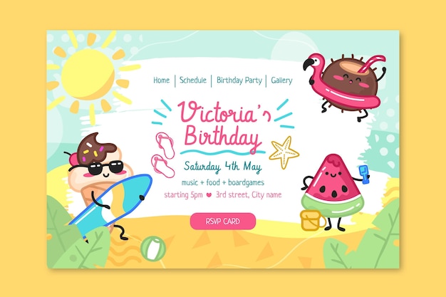 Children's birthday landing page template