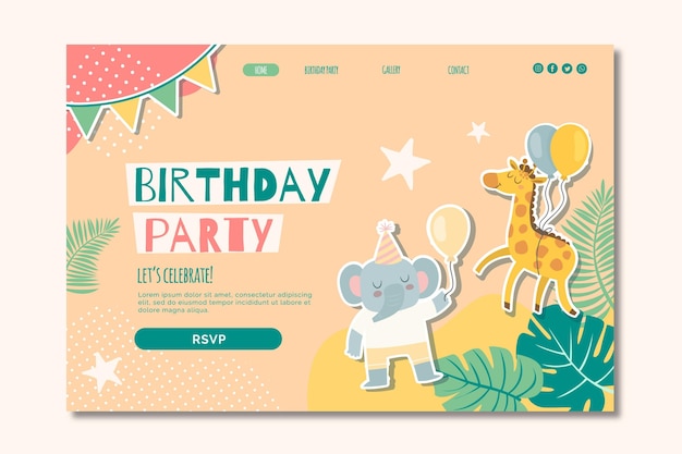 Children's birthday landing page