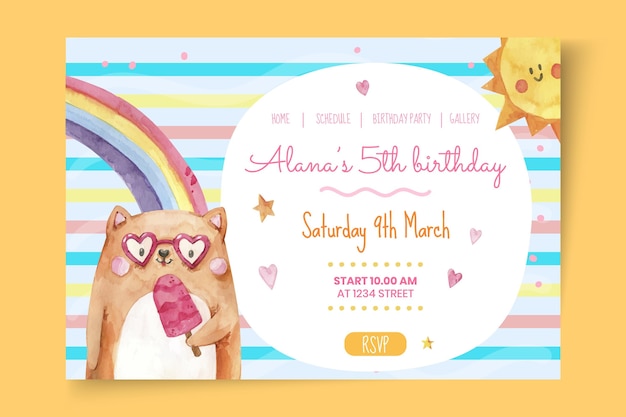 Children's birthday landing page