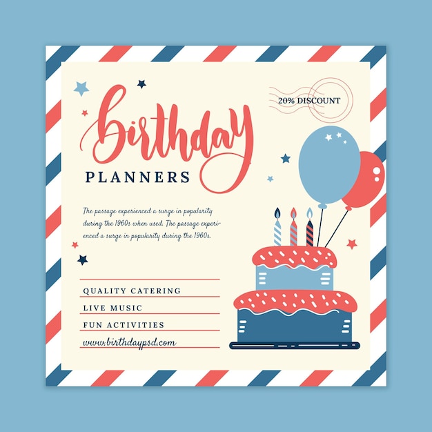 Children's birthday squared flyer