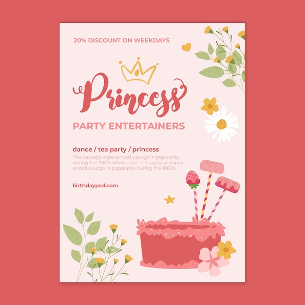 Children's birthday vertical flyer template