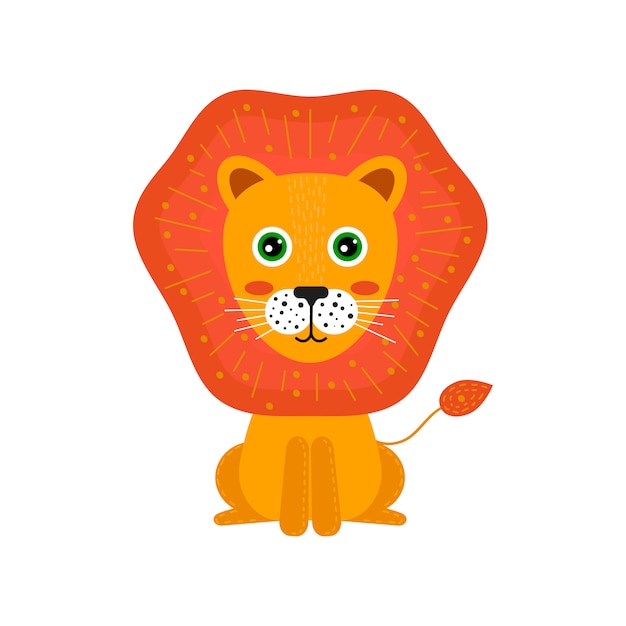 Children's cartoon animal. Cute lion for the kids. 