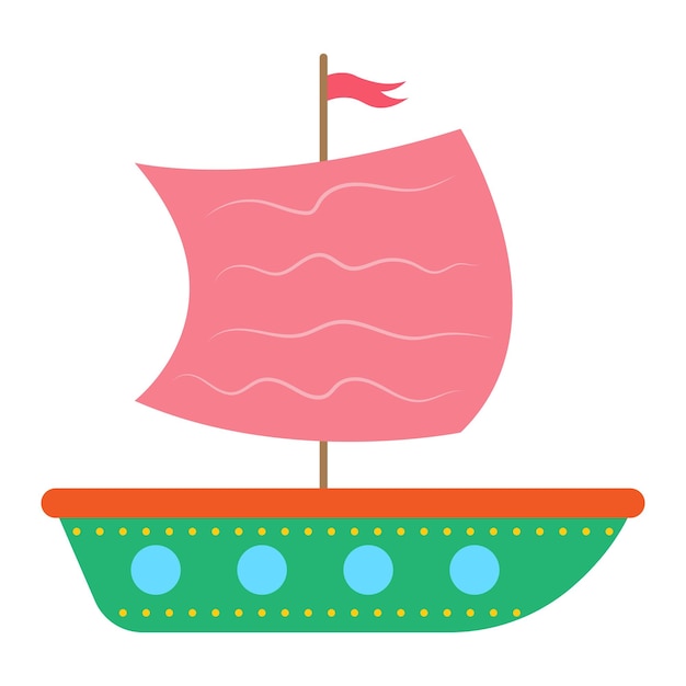 Children's colorful boat with sails Vector illustration