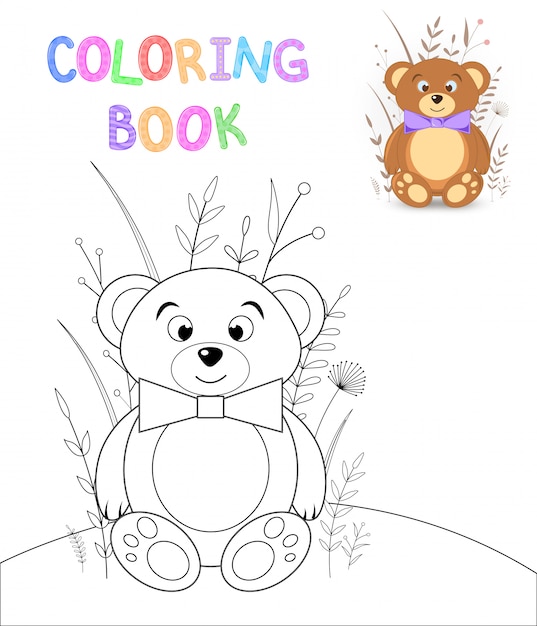 Children s coloring book with cartoon animals