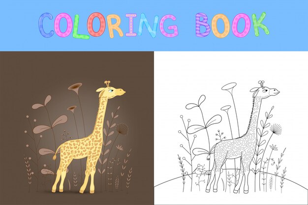 Libro da colorare per bambini con animali cartoon.