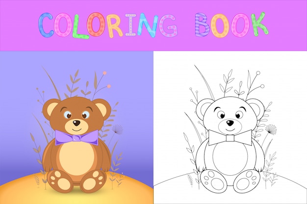 Libro da colorare per bambini con animali dei cartoni animati.