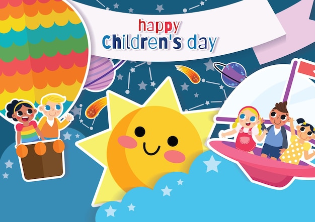 Children's day banner background vector