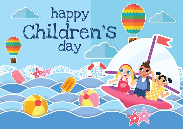 children's day banner world children's day background and kid's objects